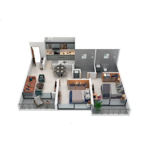 Hiranandani Krisala Township Hinjewadi 2 BHK Small Floor Plan Image